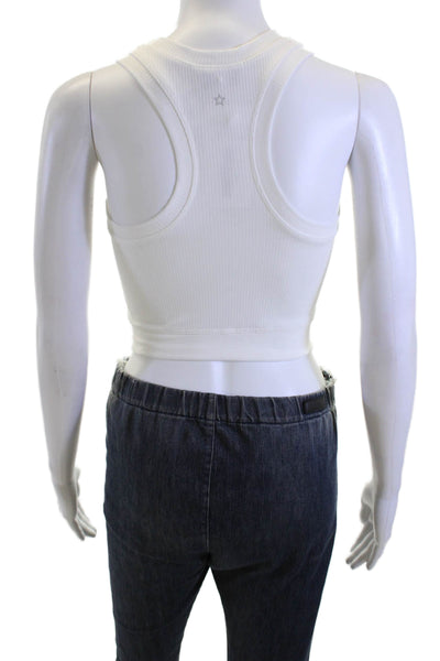 Designer Women Cropped Basic White Tank Size L