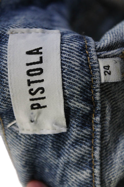 Pistola Women Mom Cropped Blue Jeans Hemp/Cotton Mid-Rise Size 24
