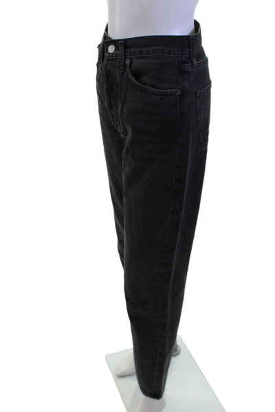 Agolde Unisex Cropped Straight Jeans Black Mid Rise Size 24