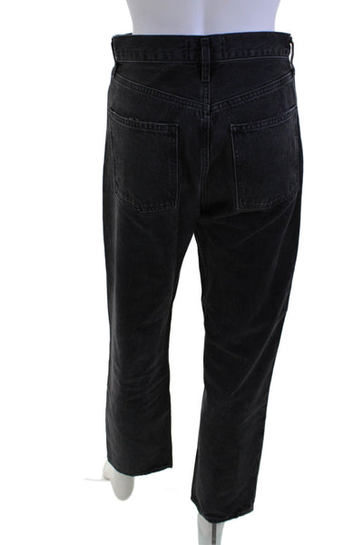 Agolde Unisex Cropped Straight Jeans Black Mid Rise Size 24