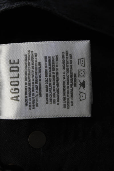 Agolde Unisex Cropped Straight Jeans Black Mid Rise Size 24