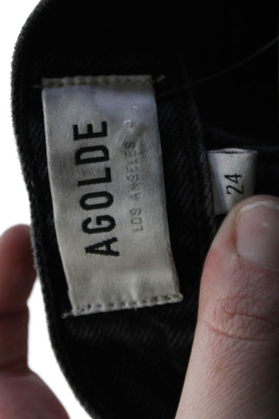 Agolde Unisex Cropped Straight Jeans Black Mid Rise Size 24