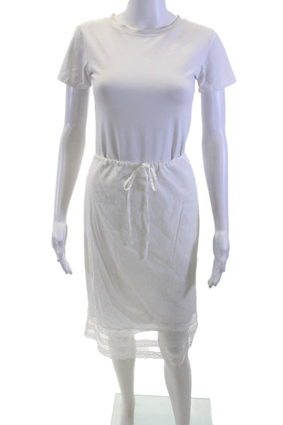 Reformation Women T-Shirt Dress White Crew Neck Knee-Length Size XS