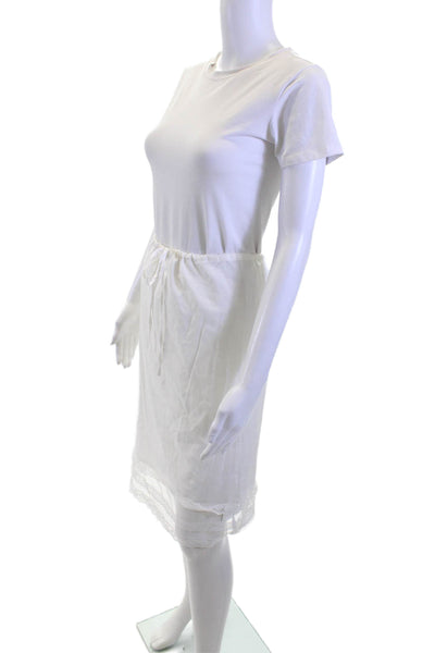 Reformation Women T-Shirt Dress White Crew Neck Knee-Length Size XS