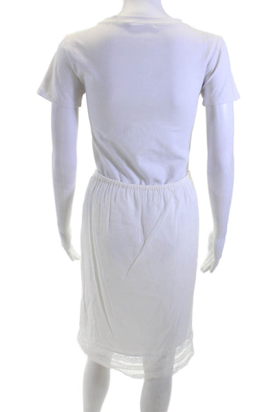 Reformation Women T-Shirt Dress White Crew Neck Knee-Length Size XS