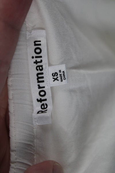 Reformation Women T-Shirt Dress White Crew Neck Knee-Length Size XS