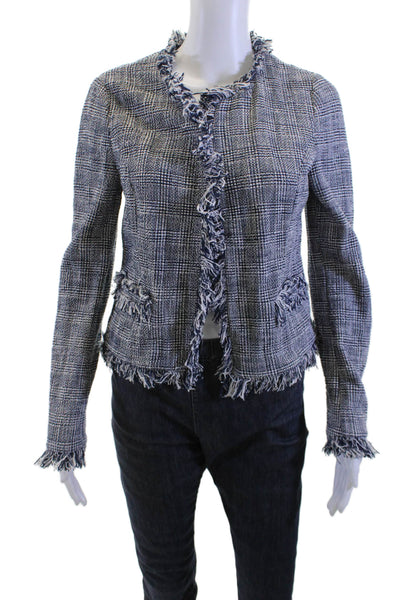 Intermix, Women Blazer Black Check Crew Neck Long Sleeve Size 6