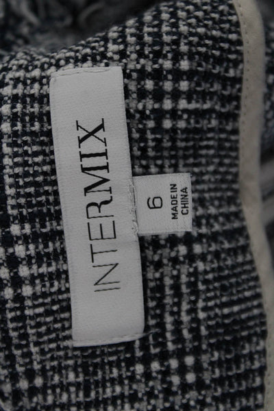 Intermix, Women Blazer Black Check Crew Neck Long Sleeve Size 6