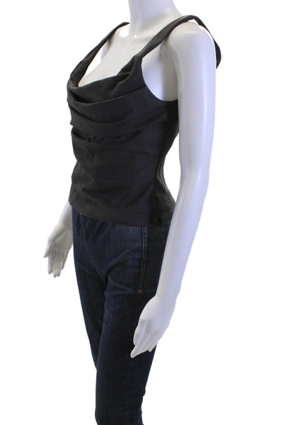 Zara Women Black Sleeveless Tank Top Classic Polyester Size S