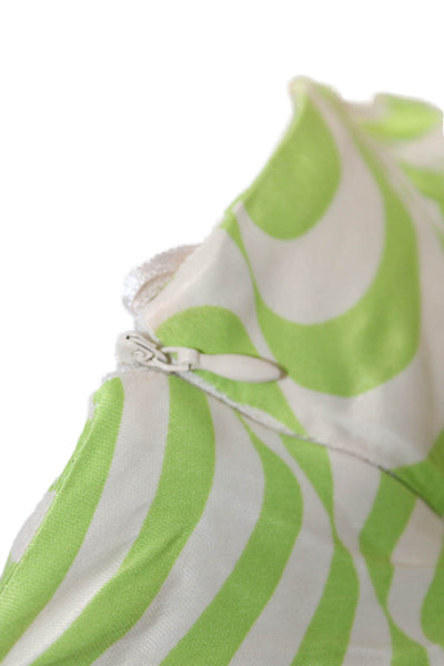Zara Women Mini Sundress Green Striped Viscose Elastane Sleeveless Size M