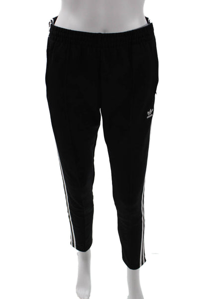 Adidas Womens Zippered Pocket Detail Drawstring Waist Track Pants Black Size S