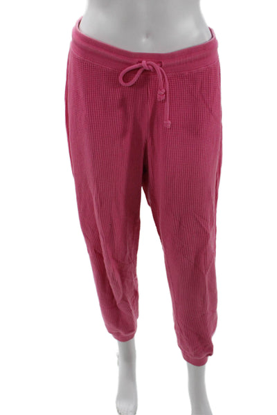Zara, Women Jogger Harem Pants Pink Drawstring Cotton Stretch Size L