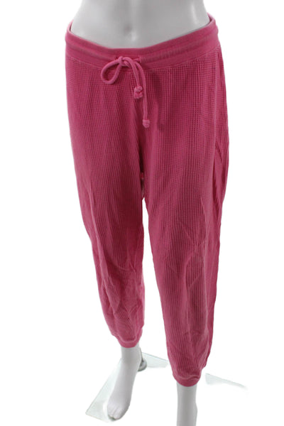 Zara, Women Jogger Harem Pants Pink Drawstring Cotton Stretch Size L
