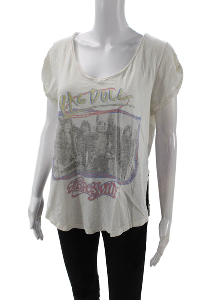Trunk Women Jersey White 80s Graphic Short Sleeve T-Shirt Size S