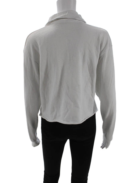 Brandy Melville Womens Cropped White Polo Long Sleeve Size One Size