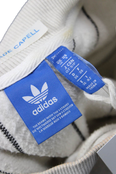 Adidas Women Pullover Sweatshirts Beige Graphic 3/4 Sleeve 90s Size S