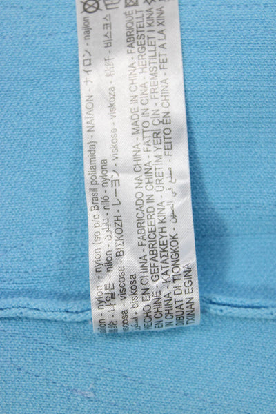 Zara Women Light Blue Long Sleeve Hook & Eye Top Nylon Viscose Size M