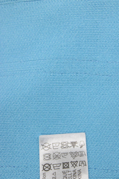Zara Women Light Blue Long Sleeve Hook & Eye Top Nylon Viscose Size M