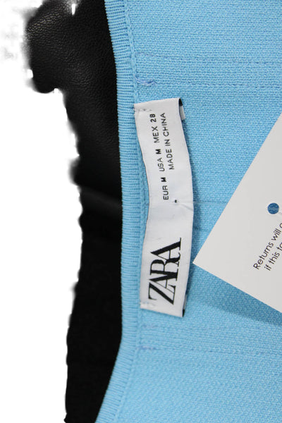 Zara Women Light Blue Long Sleeve Hook & Eye Top Nylon Viscose Size M