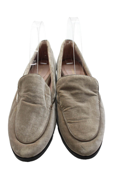 Taryn Rose Womens Velvet Slip On Flat Bryn Loafers Shoes Beige Size 6B