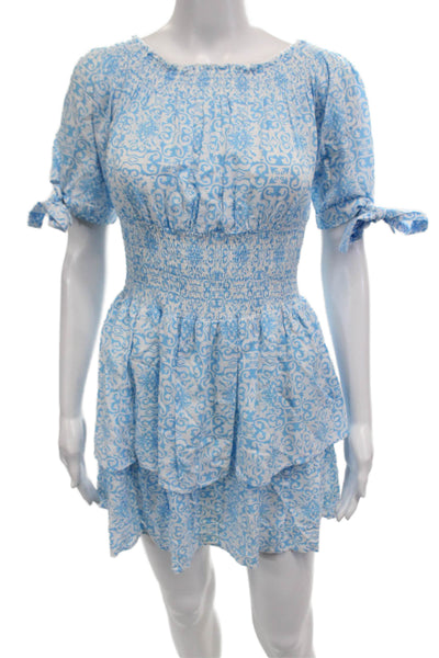 Melissa Odabash Women Fit & Flare Dress Light Blue Short Sleeve Size M