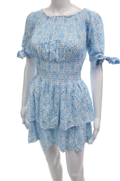 Melissa Odabash Women Fit & Flare Dress Light Blue Short Sleeve Size M