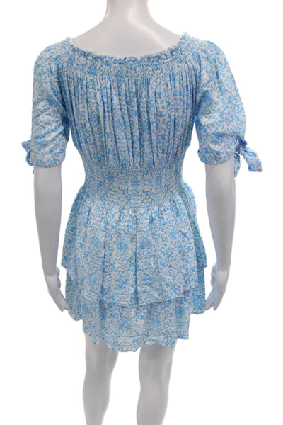 Melissa Odabash Women Fit & Flare Dress Light Blue Short Sleeve Size M