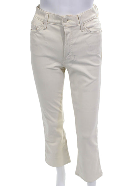 Mother Women Cropped Pants Beige Polyurethane Button Size 27