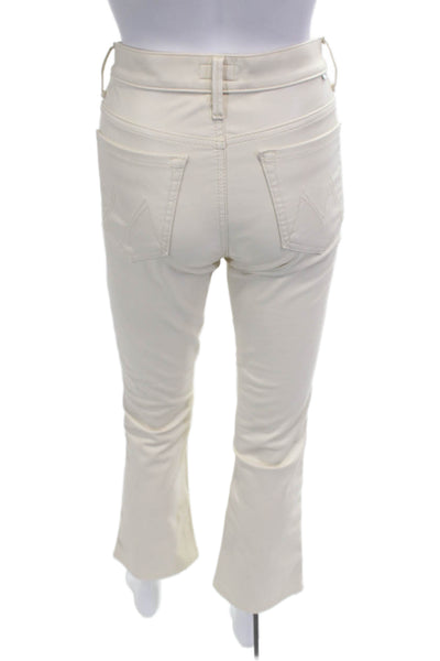 Mother Women Cropped Pants Beige Polyurethane Button Size 27