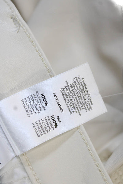Mother Women Cropped Pants Beige Polyurethane Button Size 27