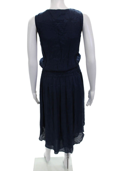Ramy Brook Women Blouson Tank Dress Dark Blue V-Neck Sleeveless Size S