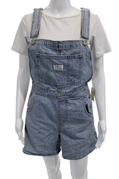 Levis Women Light Blue Cotton Square Neck Sleeveless Romper Size S