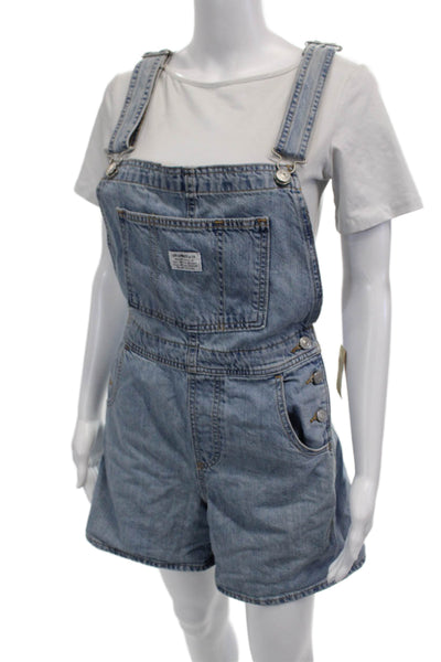 Levis Women Light Blue Cotton Square Neck Sleeveless Romper Size S
