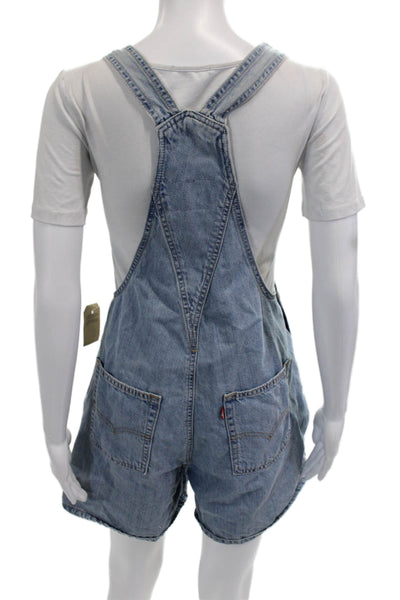 Levis Women Light Blue Cotton Square Neck Sleeveless Romper Size S