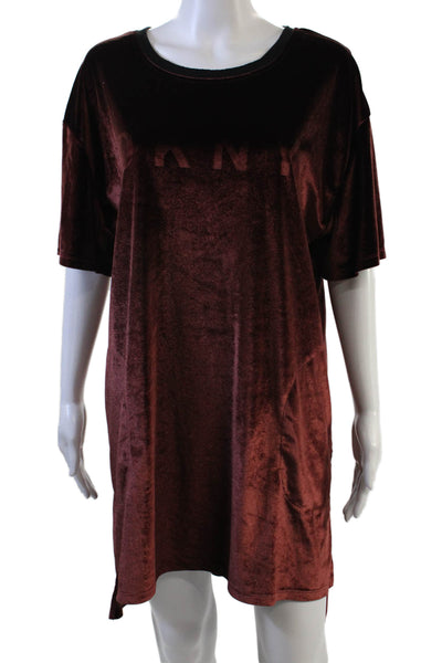 DKNY Women T-Shirt Dress Brown Short Sleeve Size L