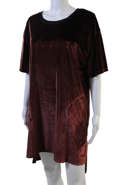 DKNY Women T-Shirt Dress Brown Short Sleeve Size L