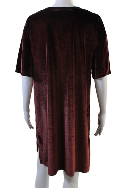 DKNY Women T-Shirt Dress Brown Short Sleeve Size L