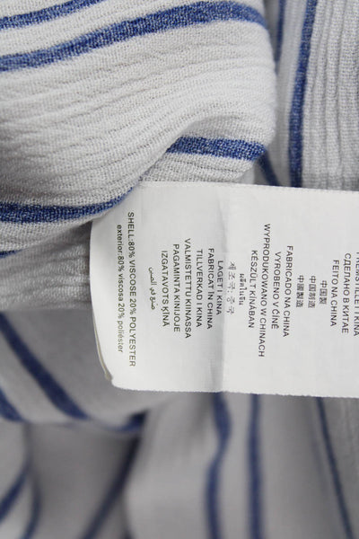 Michael Michael Kors Women Tunic V-Neck Striped Blue Long Sleeve Viscose Size L