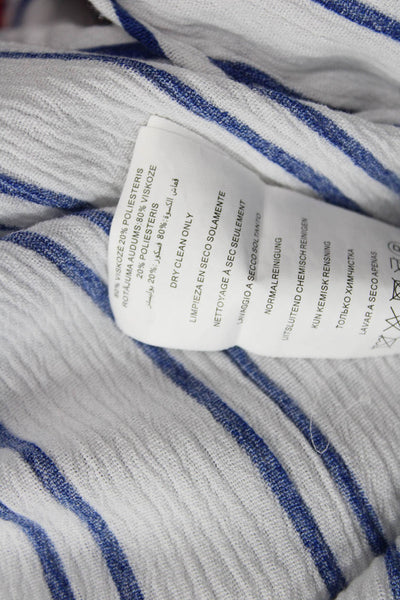 Michael Michael Kors Women Tunic V-Neck Striped Blue Long Sleeve Viscose Size L