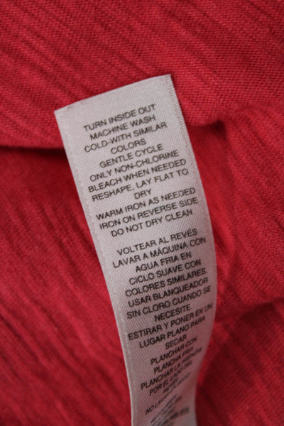 Chicos Women Red Cotton Modal Short Sleeve Basic T-Shirt Round Neck Size S