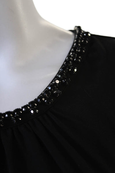 Chicos Women Black Sleeveless Blouse Round Neck Button Size 2