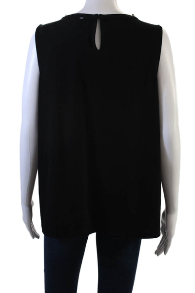 Chicos Women Black Sleeveless Blouse Round Neck Button Size 2