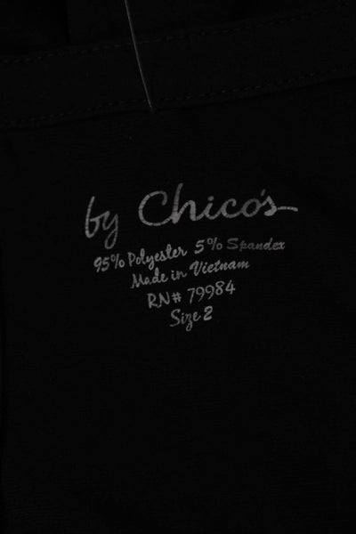 Chicos Women Black Sleeveless Blouse Round Neck Button Size 2