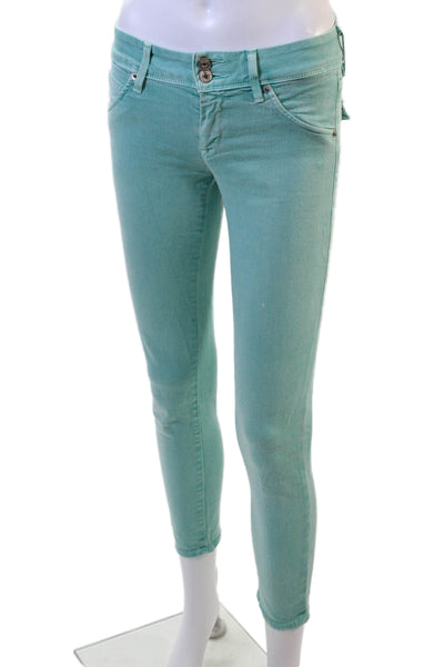 Hudson Womens Ankle Skinny Green Jeans Mid-Rise Button Size 26
