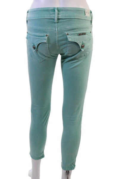 Hudson Womens Ankle Skinny Green Jeans Mid-Rise Button Size 26