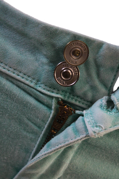 Hudson Womens Ankle Skinny Green Jeans Mid-Rise Button Size 26