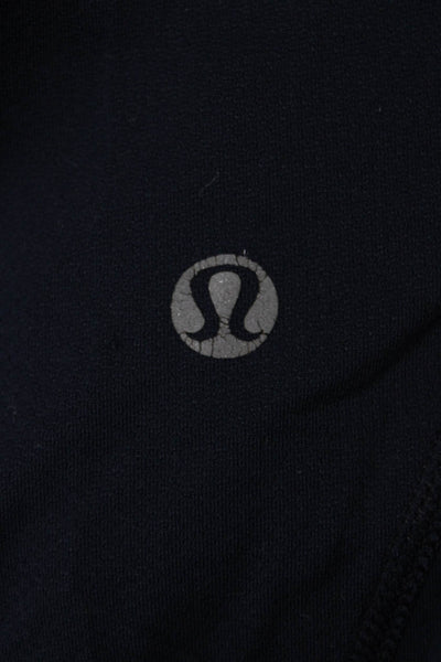 Lululemon Womens Black Striped Capri Leggings Nylon Blend Zip Size S