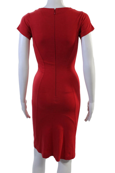 Stella McCartney Womens Bodycon Sheath Dress Red Cotton Zip Round Neck Size 38