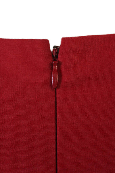 Stella McCartney Womens Bodycon Sheath Dress Red Cotton Zip Round Neck Size 38
