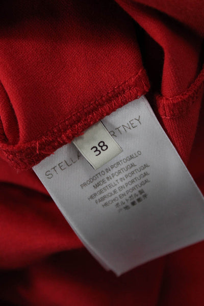 Stella McCartney Womens Bodycon Sheath Dress Red Cotton Zip Round Neck Size 38